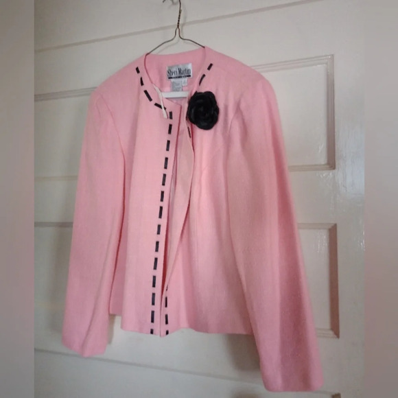 Sherry Martin size 12 dress jacket, pink with black flower - Picture 1 of 5